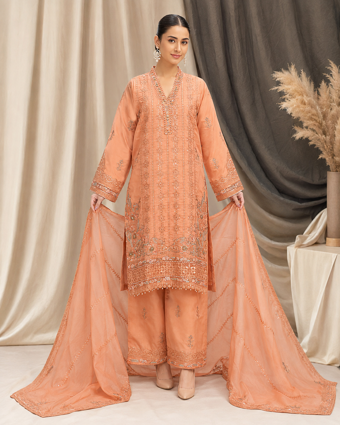 Peach Aura - 3-Piece Pret