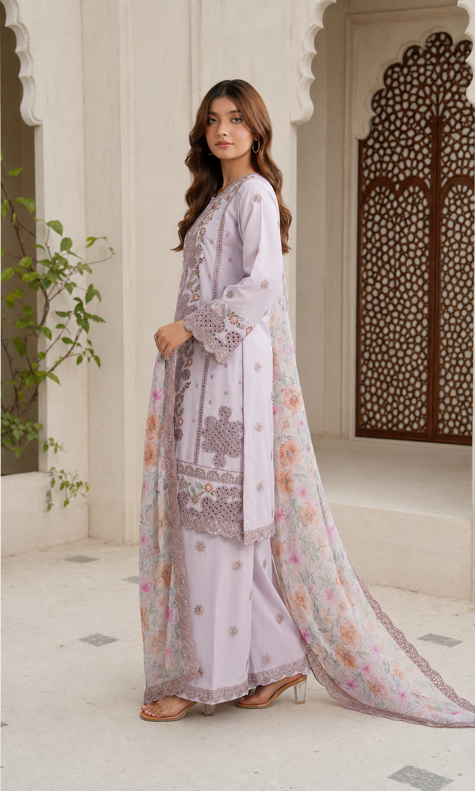 Lilac Embroidered Lawn 3-Piece Pret