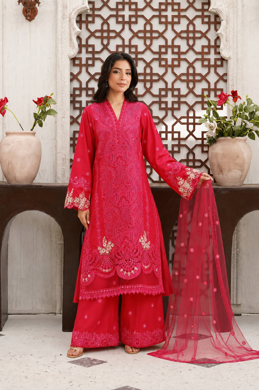 Crimson Red 3-Piece Pret