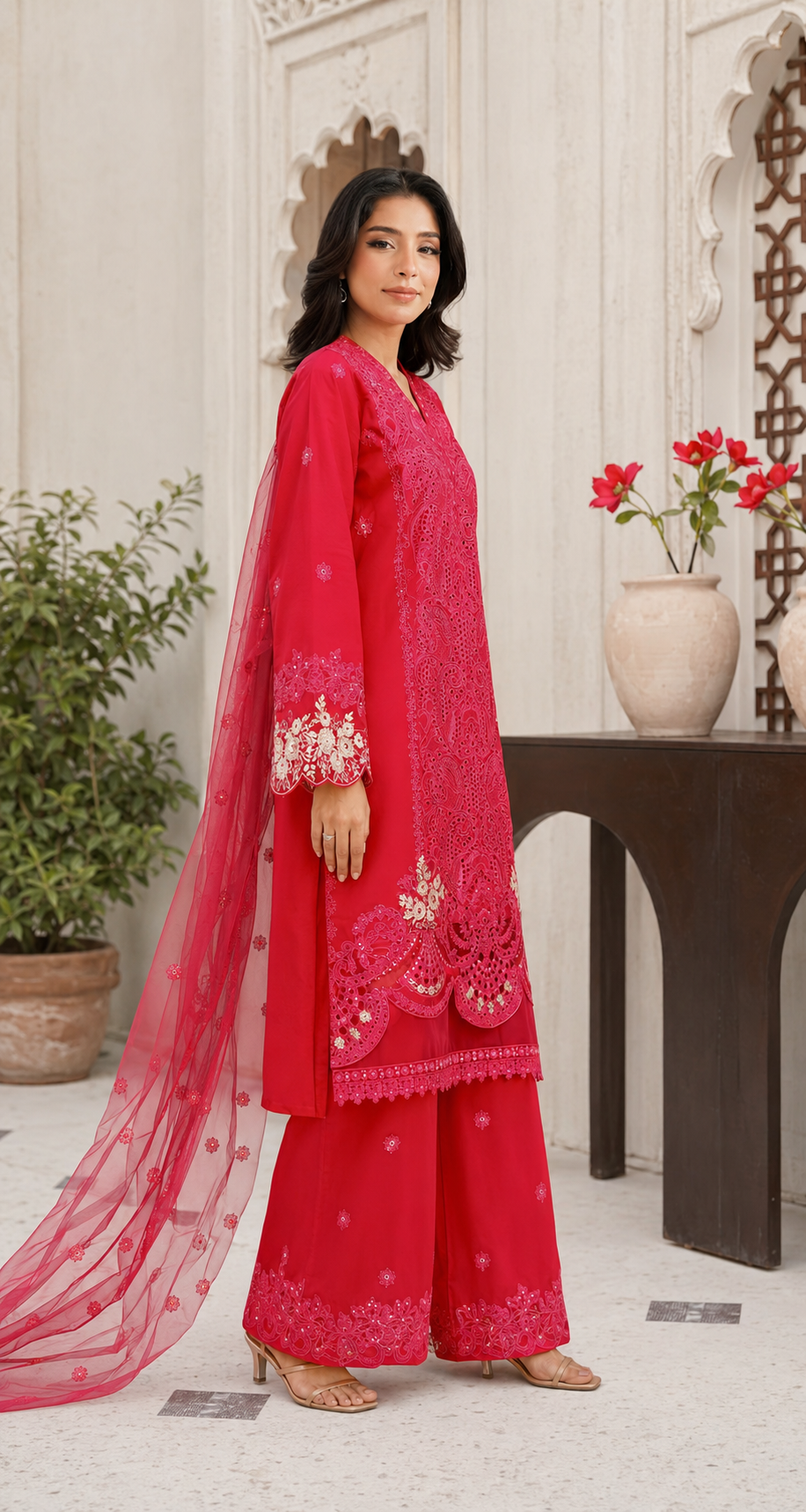 Crimson Red 3-Piece Pret
