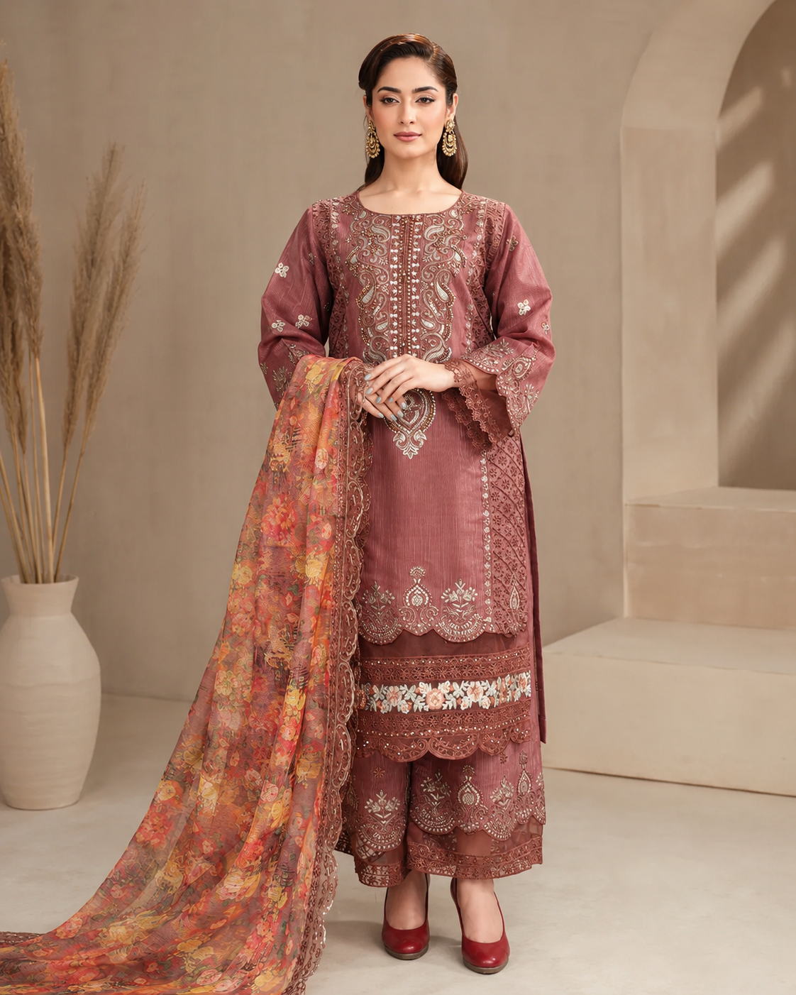 Mocha bloom  3-Piece Pret