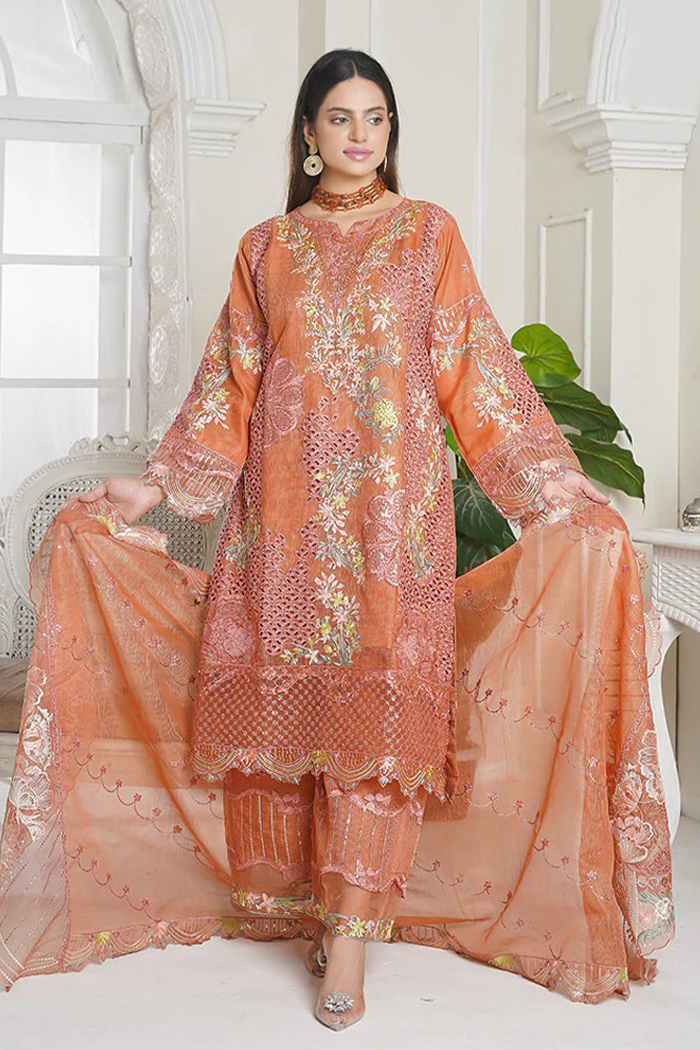 Burnt Copper Knitted Viscouse 3 Piece Pret