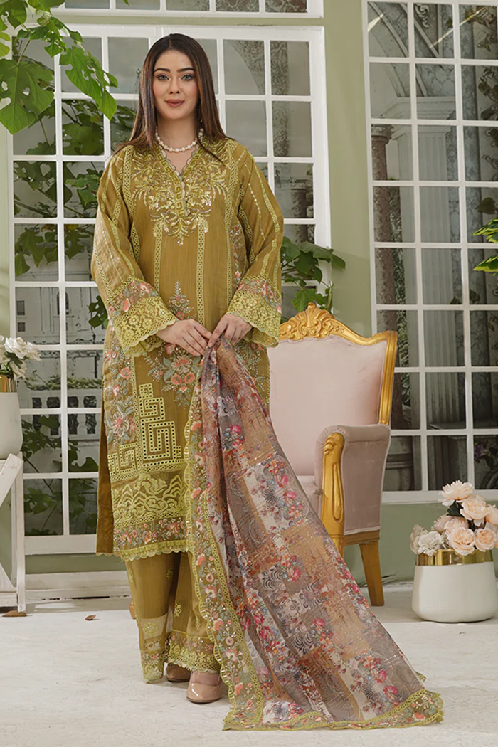 Olive Bloom  3-Piece Pret